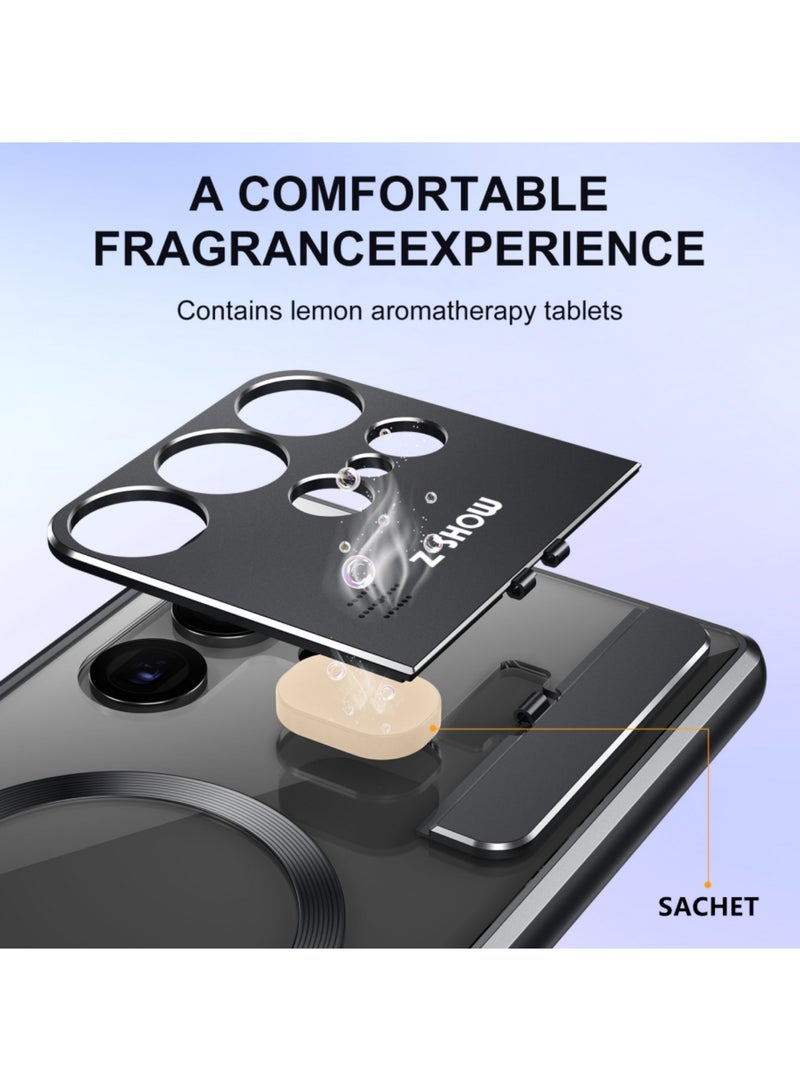 Adando Magnetic Case for Samsung Galaxy S26 Ultra Case, Compatible with MagSafe, Built-In Camera Guard Kickstand and Aromatherapy Tablets, Metal Frame Shockproof Ultra Slim Cover (Black) - Image 2